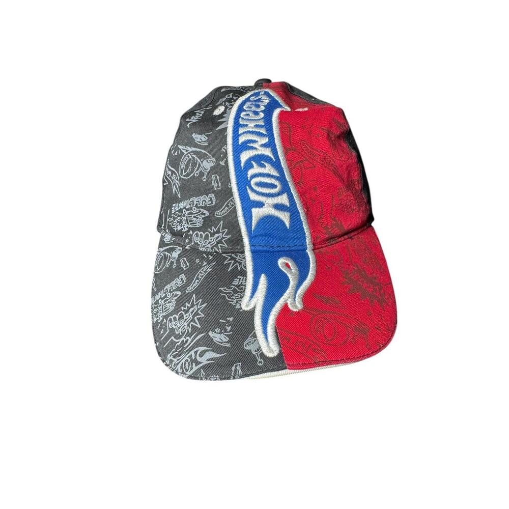 Hot Wheels 2011 hook and loop back Hat Rare Red Blue Black Racing Graphic Cap